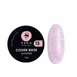 Камуфлирующая база Saga Cover Base Shimmer №13 ( бледно-розовый с шиммером) 15 мл